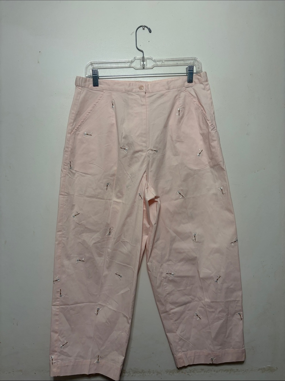 Coldwater Creek Pale Pink Cropped Embroidered Ankle Pants